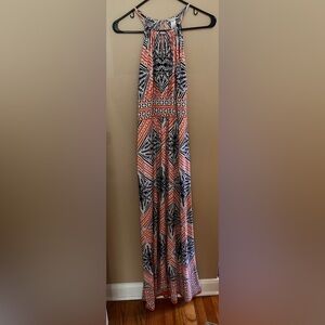 London Times Orange and Black Maxi Skirt